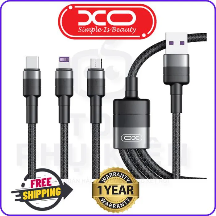 Dây Sạc Điện Thoại 3in1 XO Q191 Công Suất 40W - Sạc Nhanh, Đa Năng Và Siêu Bền