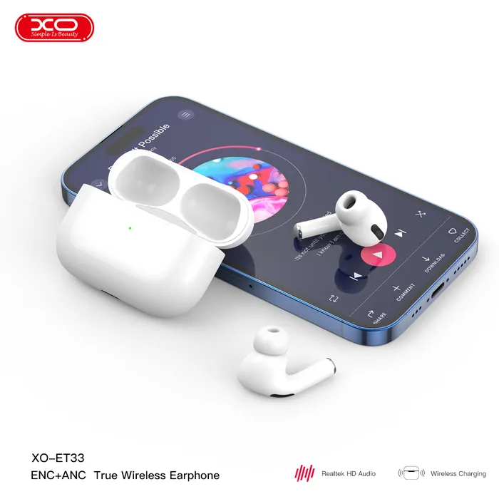 Tai Nghe Airpod ANC XO ET33 Sạc Không Dây, Sạc Nhanh, Nghe Lâu, Đầy Đủ Chức Năng