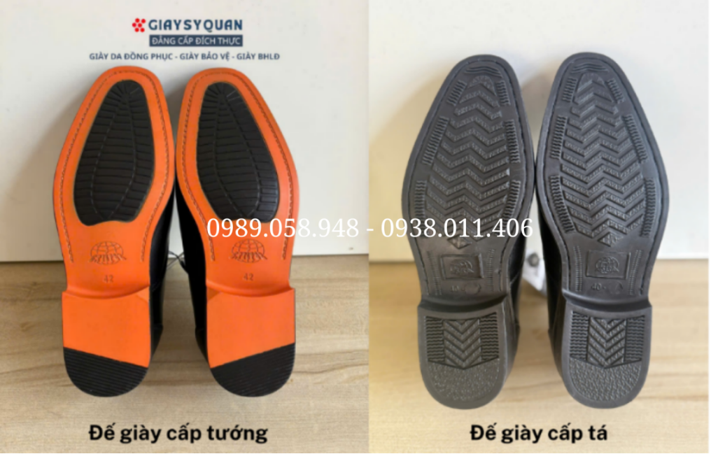 Đế của giày sĩ quan kiểu tướng và giày sĩ quan kiểu tá