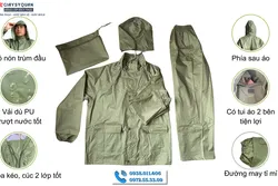 BỘ ÁO MƯA CÔNG TY 26 – ĐẦY ĐỦ ÁO, QUẦN, NÓN, TÚI CHỐNG THẤM BỀN ĐẸP