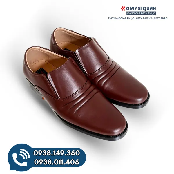 GIÀY TÂY LƯỜI NAM DA BÒ - GIÀY DA NAM CÔNG SỞ ĐẾ PU CHỐNG MÀI MÒN TỐT MÀU NÂU KIỂU DÁNG ÔM CHÂN CHUẨN MŨI TRÒN MÃ 714