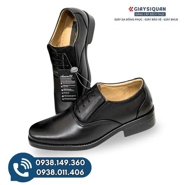 Giày Da Nam ASECO 32 - Mã 535 (Kiểu Giày Sĩ Quan Cấp Tướng đế vàng )
