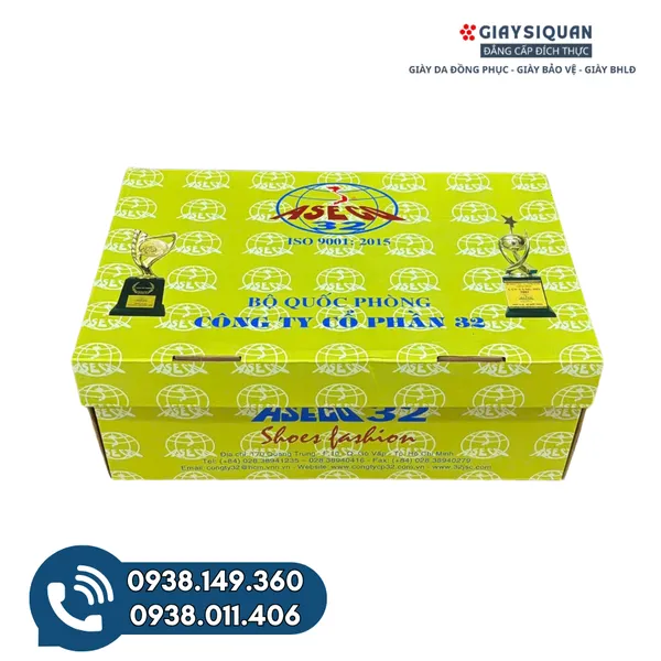 Giày Da Nam ASECO 32 - Mã 535 (Kiểu Giày Sĩ Quan Cấp Tướng đế vàng )