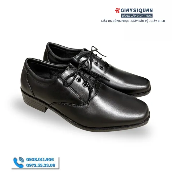 GIÀY DA NAM CÔNG SỞ MÃ 407 - Da Thật 100%, Có Khâu Đế, Bảo hành 12 tháng
