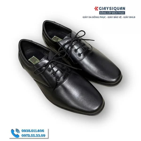 GIÀY DA NAM CÔNG SỞ MÃ 407 - Da Thật 100%, Có Khâu Đế, Bảo hành 12 tháng