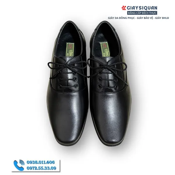 GIÀY DA NAM CÔNG SỞ MÃ 407 - Da Thật 100%, Có Khâu Đế, Bảo hành 12 tháng