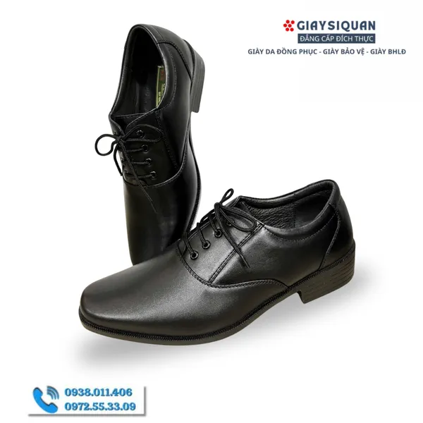GIÀY DA NAM CÔNG SỞ MÃ 407 - Da Thật 100%, Có Khâu Đế, Bảo hành 12 tháng