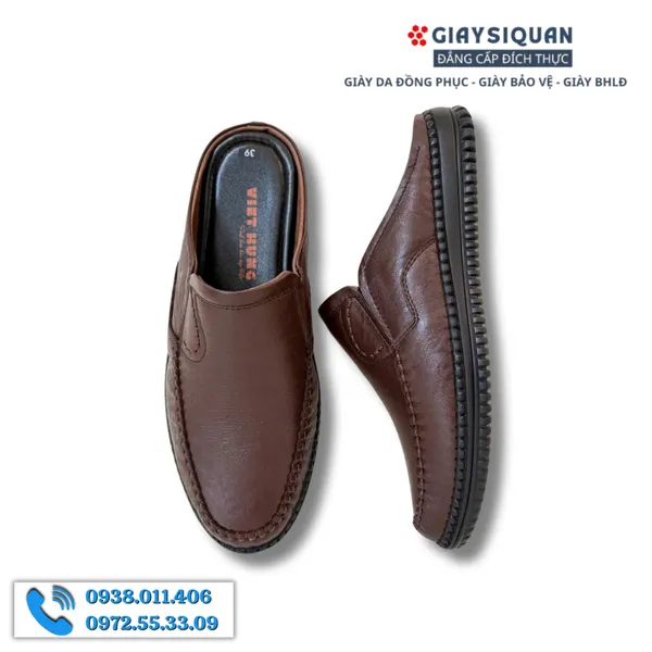 Giày Sục Nam Da Thật Màu Nâu
