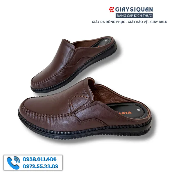Giày Sục Nam Da Thật Màu Nâu