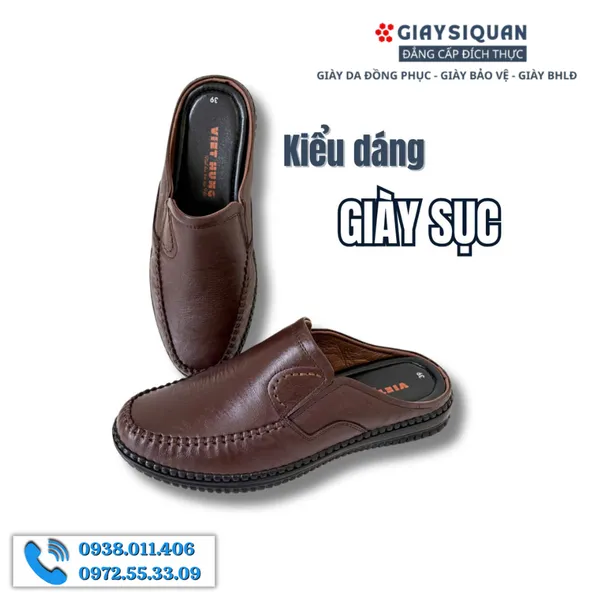Giày Sục Nam Da Thật Màu Nâu