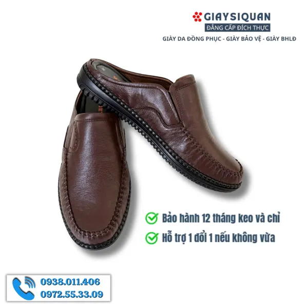 Giày Sục Nam Da Thật Màu Nâu