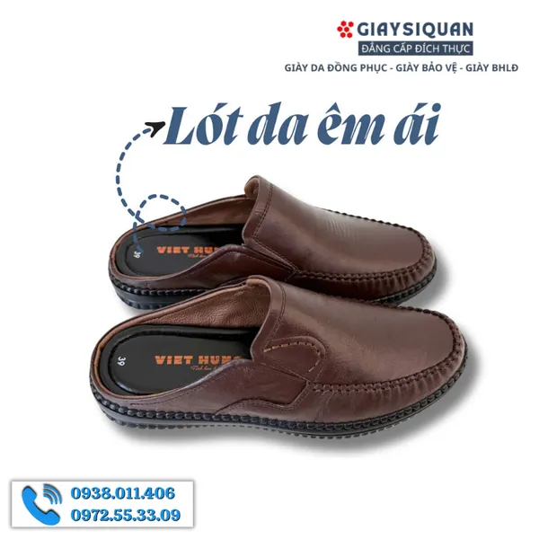 Giày Sục Nam Da Thật Màu Nâu