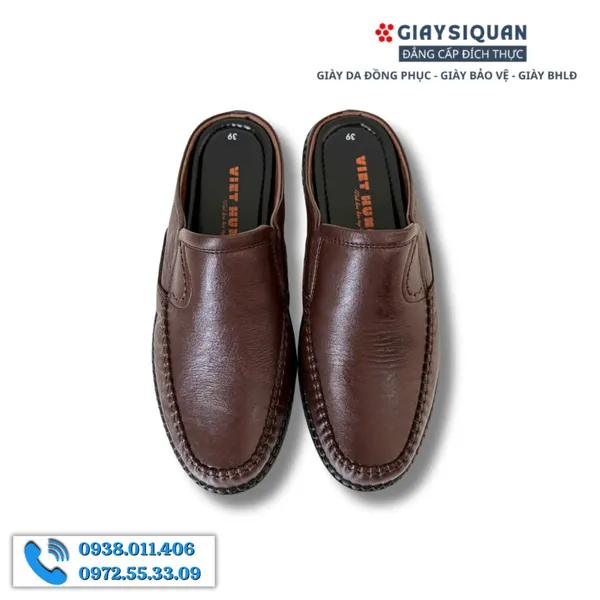 Giày Sục Nam Da Thật Màu Nâu