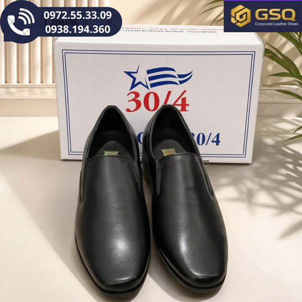 Giày Lười Nam Da Thật D34 Màu Đen, Đế Cao Su Khâu Đế Chắc Chắn