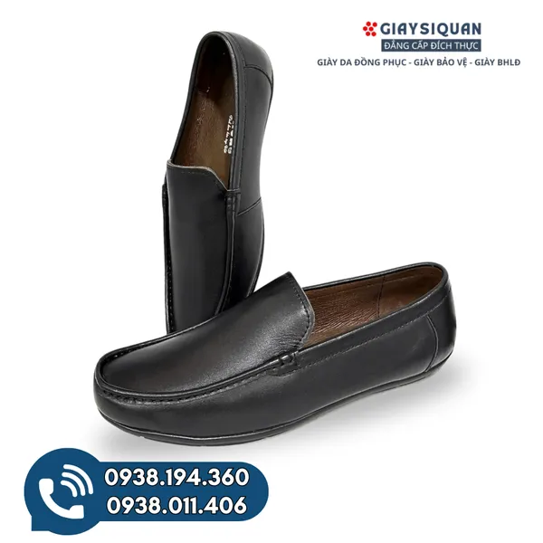 GIÀY MỌI NAM DA BÒ - M202 ĐEN