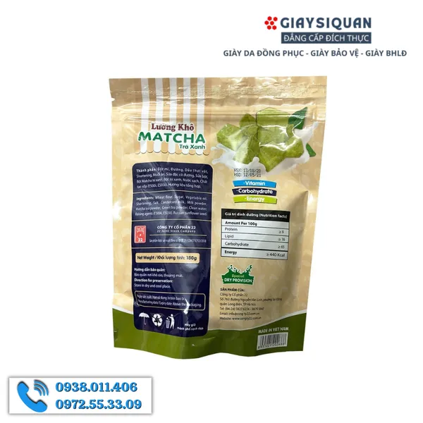 LƯƠNG KHÔ MATCHA TRÀ XANH - 180G/BỊCH