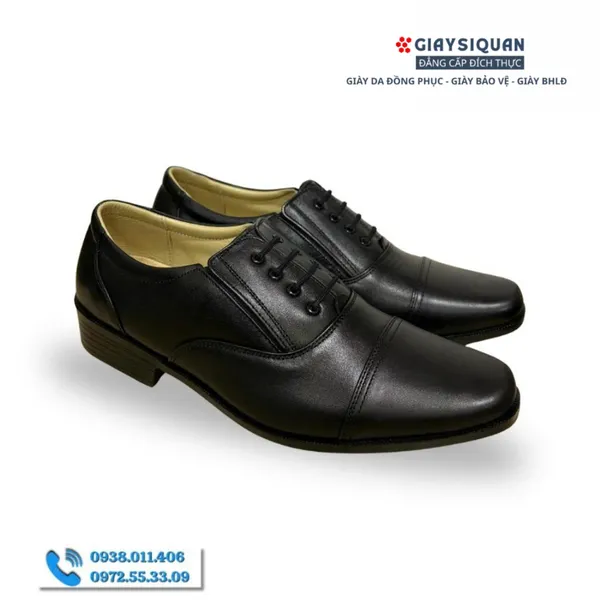 GIÀY DA NAM CÔNG SỞ MÃ 302 - Da Thật 100%, Có Khâu Đế, Bảo hành 12 tháng