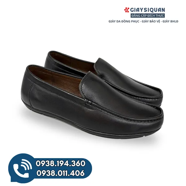 GIÀY MỌI NAM DA BÒ - M202 ĐEN