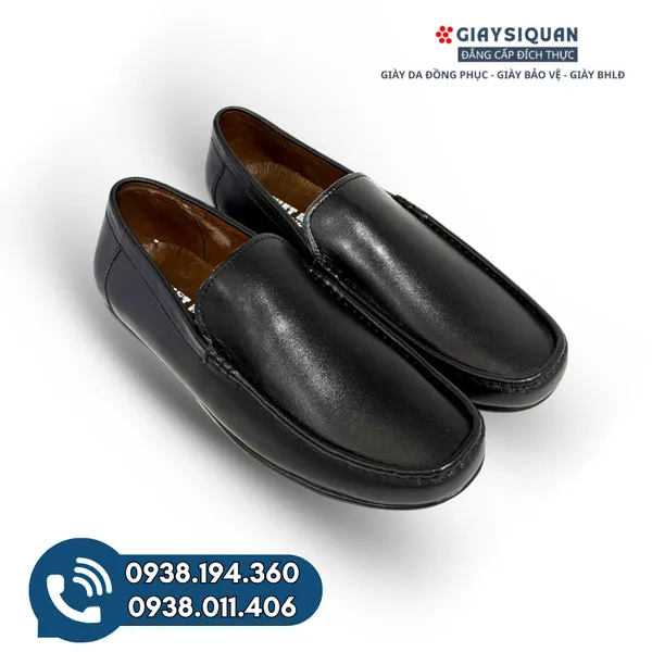 GIÀY MỌI NAM DA BÒ - M202 ĐEN