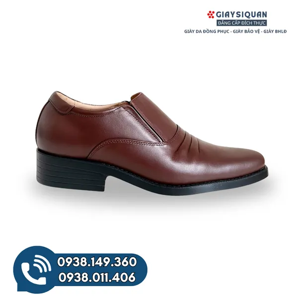 GIÀY TÂY LƯỜI NAM DA BÒ - GIÀY DA NAM CÔNG SỞ ĐẾ PU CHỐNG MÀI MÒN TỐT MÀU NÂU KIỂU DÁNG ÔM CHÂN CHUẨN MŨI TRÒN MÃ 714