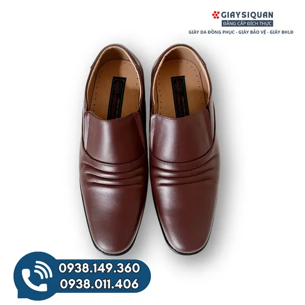 GIÀY TÂY LƯỜI NAM DA BÒ - GIÀY DA NAM CÔNG SỞ ĐẾ PU CHỐNG MÀI MÒN TỐT MÀU NÂU KIỂU DÁNG ÔM CHÂN CHUẨN MŨI TRÒN MÃ 714