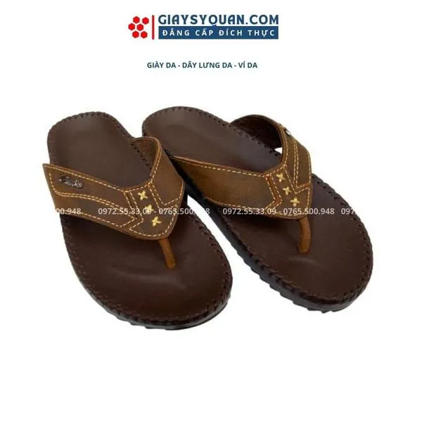 DÉP NAM XỎ NGÓN - DÉP KẸP THỜI TRANG TIỆN LỢI HÀNG DA BÒ THẬT CHUẨN ĐẸP MÃ 108N ĐẾ KHÂU DÙ SẴN BỀN BỈ