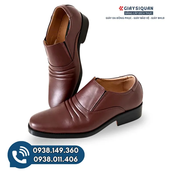 GIÀY TÂY LƯỜI NAM DA BÒ - GIÀY DA NAM CÔNG SỞ ĐẾ PU CHỐNG MÀI MÒN TỐT MÀU NÂU KIỂU DÁNG ÔM CHÂN CHUẨN MŨI TRÒN MÃ 714