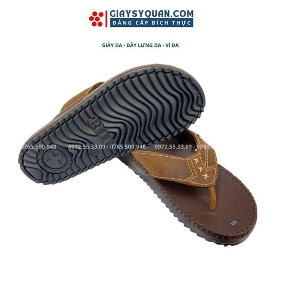 DÉP NAM XỎ NGÓN - DÉP KẸP THỜI TRANG TIỆN LỢI HÀNG DA BÒ THẬT CHUẨN ĐẸP MÃ 108N ĐẾ KHÂU DÙ SẴN BỀN BỈ