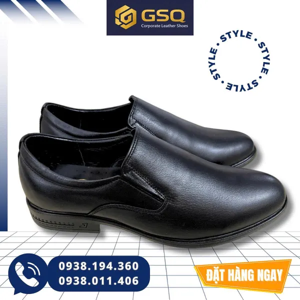 Giày Lười Nam Da Bò Đen Không Dây– Đế Cao Su Khâu Chắc, Form Công Sở Lịch Lãm