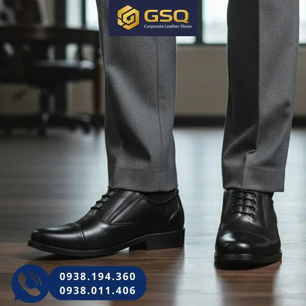 Giày Da Nam Aseco 32 Mã 608 – Kiểu Dáng Sỹ Quan Cấp Tá, Có Size Ngoại Cỡ 45-46