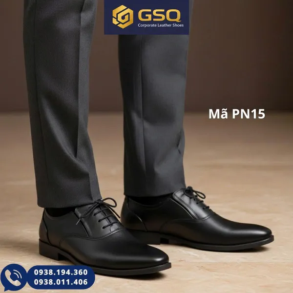 Giày Da Nam Đi Làm PN15 – Lịch Sự, Bền Đẹp, Dễ Phối Đồ Da Bò Thật, Lịch Lãm & Êm Chân