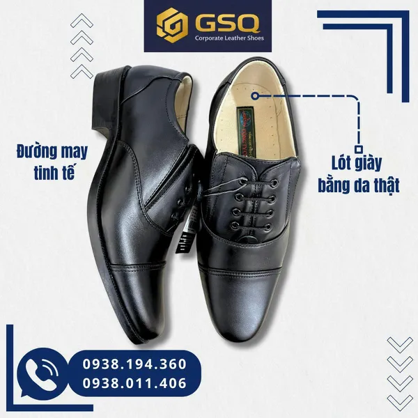 Giày Da Nam Aseco 32 Mã 608 – Kiểu Dáng Sỹ Quan Cấp Tá, Có Size Ngoại Cỡ 45-46