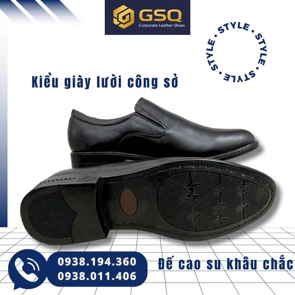 Giày Lười Nam Da Bò Đen Không Dây– Đế Cao Su Khâu Chắc, Form Công Sở Lịch Lãm