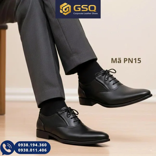 Giày Da Nam Đi Làm PN15 – Lịch Sự, Bền Đẹp, Dễ Phối Đồ Da Bò Thật, Lịch Lãm & Êm Chân