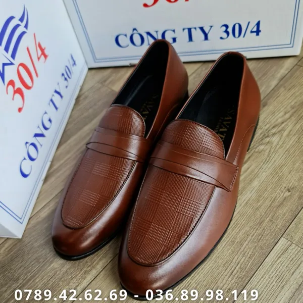 GIÀY LƯỜI DA BÒ NÂU 348