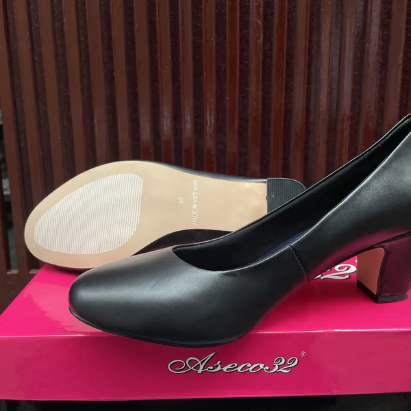 GIÀY NỮ CÔNG SỞ - GIÀY TRUNG NIÊN ĐẾ XUỒNG CAO SU 5CM - BẢO HÀNH 1 NĂM 036