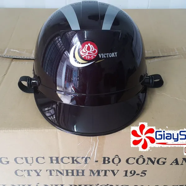 MŨ BẢO HIỂM NÂU 2 SỌC VICTORY