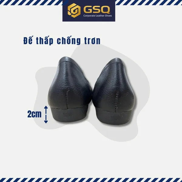 Giày Búp Bê Đế Bằng Da Thật Mềm – Đế Cao 2cm | Giày Đồng Phục Nhà Hàng Khách Sạn