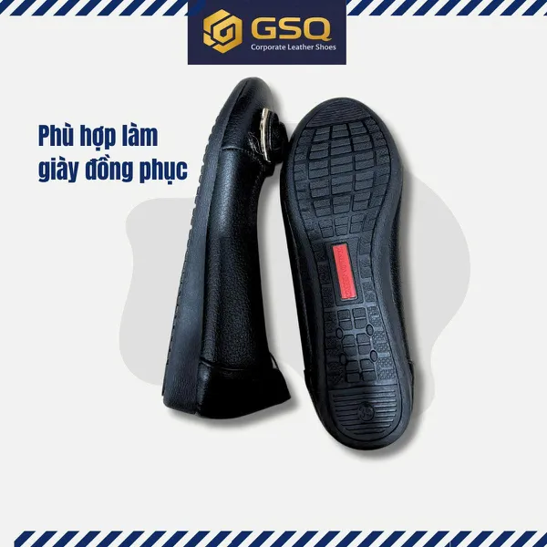 Giày Búp Bê Đế Bằng Da Thật Mềm – Đế Cao 2cm | Giày Đồng Phục Nhà Hàng Khách Sạn