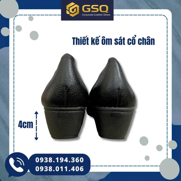  Giày Búp Bê Đế Xuồng Da Thật Mềm Đế Cao 4cm – Giày Đồng Phục Nhà Hàng Khách Sạn