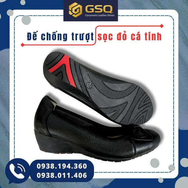  Giày Búp Bê Đế Xuồng Da Thật Mềm Đế Cao 4cm – Giày Đồng Phục Nhà Hàng Khách Sạn