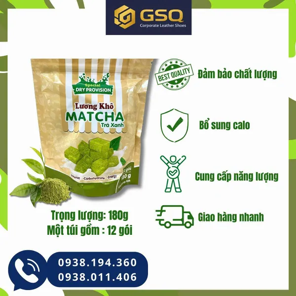 Lương Khô Matcha Trà Xanh 180g – Thơm Ngon Dễ Ăn, Bổ Sung Năng Lượng Hiệu Quả