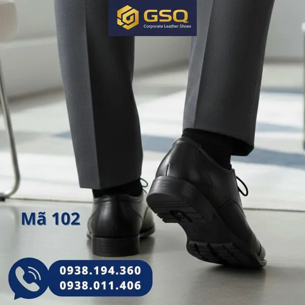 Giày Da Nam Mã 102 – Da Bò, Có Khâu Đế, Bảo Hành 12 Tháng
