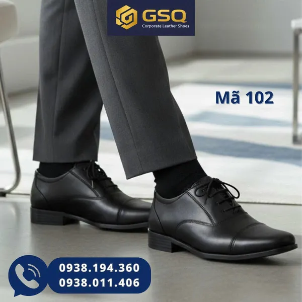Giày Da Nam Mã 102 – Da Bò, Có Khâu Đế, Bảo Hành 12 Tháng