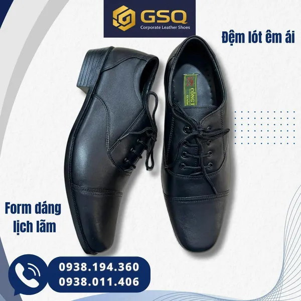 Giày Da Nam Mã 102 – Da Bò, Có Khâu Đế, Bảo Hành 12 Tháng