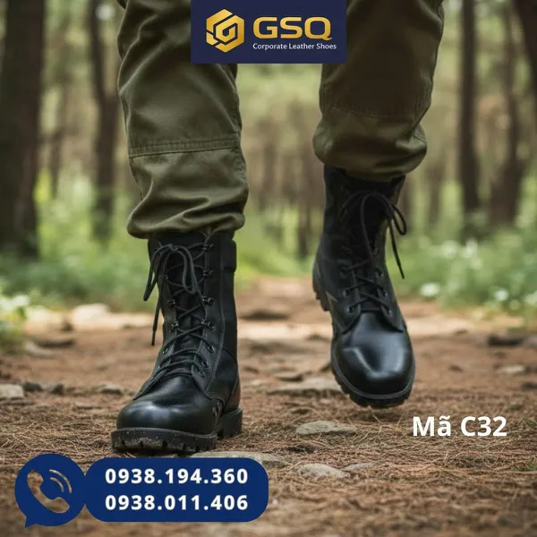 Giày Ghệt Nam Cao Cổ C32 Da Kết Hợp Bạt Bền Chắc