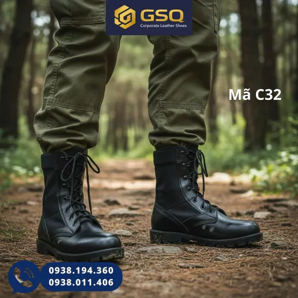 Giày Ghệt Nam Cao Cổ C32 Da Kết Hợp Bạt Bền Chắc