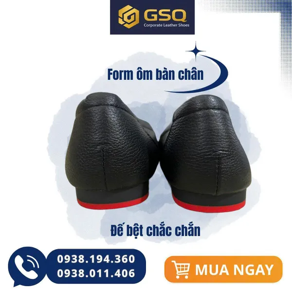 Giày Da Nữ Đế Thấp Đế Cao Su Êm Ái – Nhẹ Chân, Dễ Phối Đồ