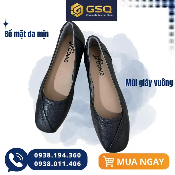 Giày Da Nữ Đế Thấp Đế Cao Su Êm Ái – Nhẹ Chân, Dễ Phối Đồ
