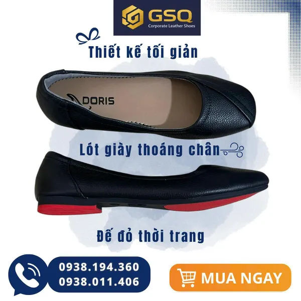 Giày Da Nữ Đế Thấp Đế Cao Su Êm Ái – Nhẹ Chân, Dễ Phối Đồ